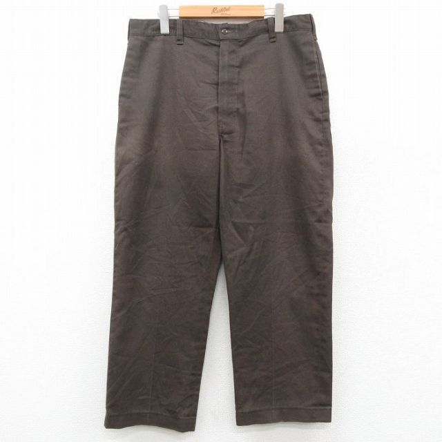 W34★古着 ワーク パンツ メンズ こげ茶 ブラウン 25oct03 中古 ボトムス ロング