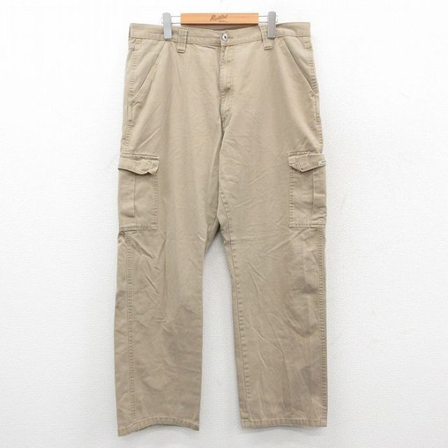 W36★古着 ラングラー Wrangler カーゴ パンツ メンズ コットン ベージュ カーキ 25oct03 中古 ボトムス ロング