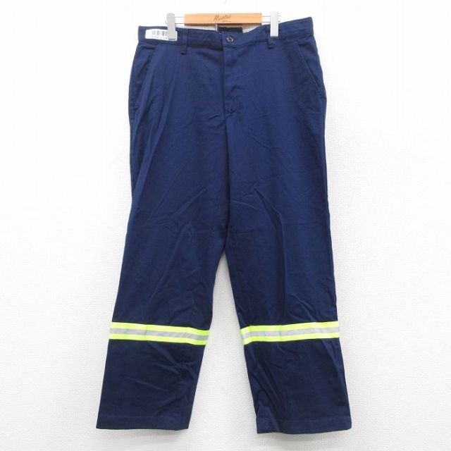 【20%OFF】W35★古着 レッドキャップ ワーク パンツ メンズ リフレクター コットン 紺 ネイビー 25oct03 中古 ボトムス ロング
