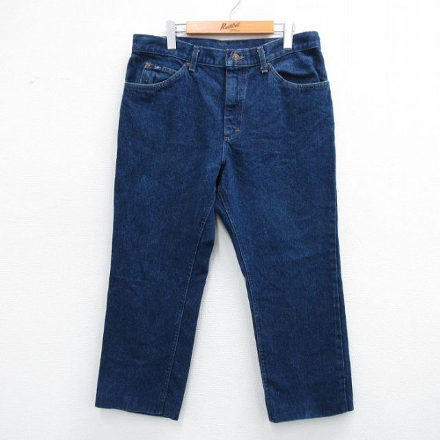 W36★古着 リー Lee ジーンズ メンズ 90年代 90s コットン USA製 濃紺 ネイビー デニム 25oct04 中古 ボトムス ジーパン Gパン ロング パンツ