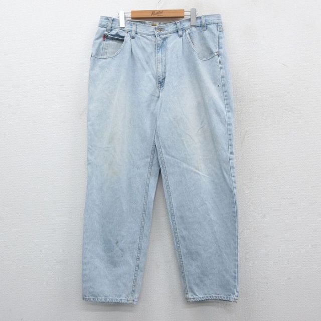 W36★古着 ビューグルボーイ ジーンズ メンズ バギー コットン 薄紺 ネイビー デニム 【spe】 25oct04 中古 ボトムス ジーパン Gパン ロング パンツ