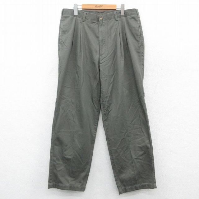 W36★古着 パンツ メンズ コットン グレー系 25oct04 中古 ボトムス ロング