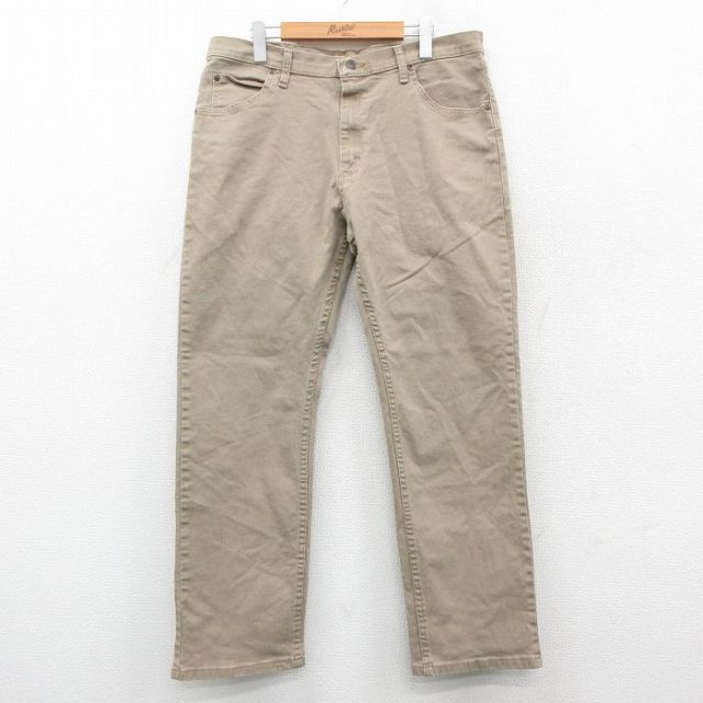 W36★古着 ラングラー Wrangler ジーンズ メンズ ベージュ カーキ デニム 25oct04 中古 ボトムス ジーパン Gパン ロング パンツ
