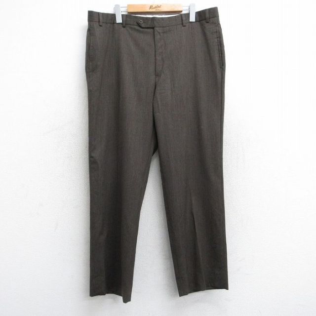 W38★古着 ブルックスブラザーズ BROOKS BROTHERS ブランド スラックス パンツ メンズ ウール 茶 ブラウン 25oct04 中古 ボトムス ロング