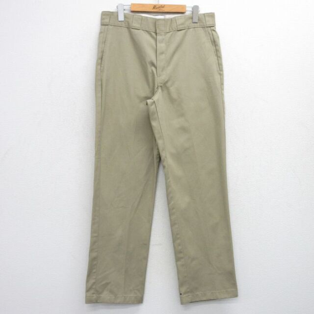 W33★古着 ディッキーズ Dickies ワーク パンツ メンズ ベージュ カーキ 25oct08 中古 ボトムス ロング