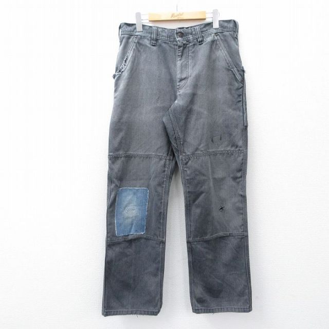 W33★古着 パタゴニア patagonia パンツ メンズ ワンポイントロゴ ダブルニー ダック地 グレー 【spe】 25oct14 中古 ボトムス ロング