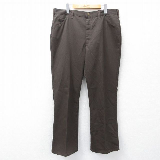 W38★古着 リー Lee パンツ メンズ 80年代 80s USA製 タロン こげ茶 ブラウン 25oct14 中古 ボトムス ロング