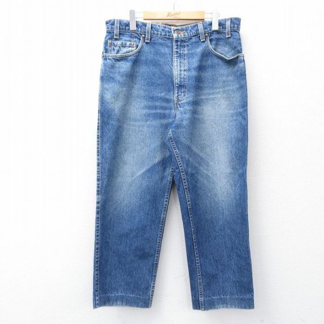 W36★古着 リーバイス Levis 540 ジーンズ メンズ 90年代 90s ヒゲ コットン USA製 紺 ネイビー デニム 25oct16 中古 ボトムス ジーパン Gパン ロング パンツ