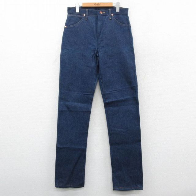 W32★古着 ラングラー Wrangler ジーンズ メンズ コットン 濃紺 ネイビー デニム 25oct16 中古 ボトムス ジーパン Gパン ロング パンツ