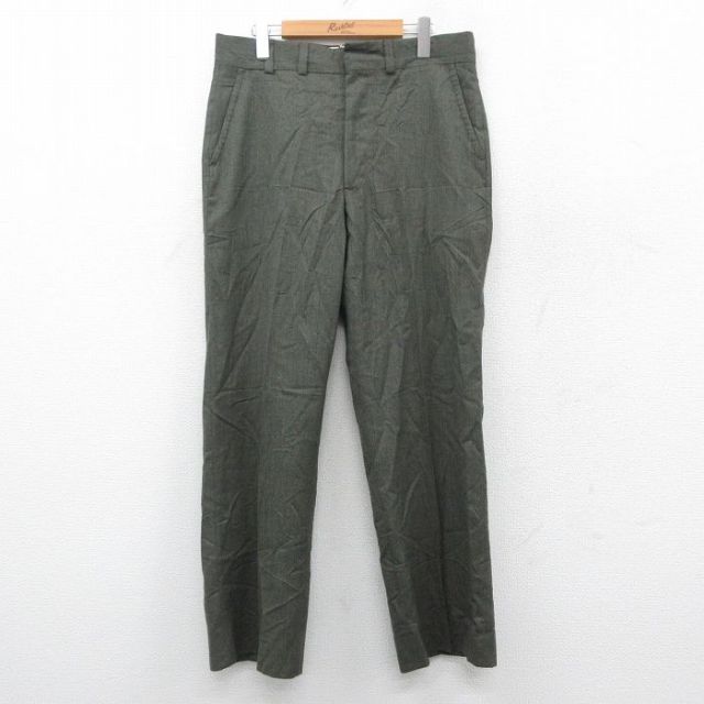 W34★古着 エルエルビーン LLBEAN スラックス パンツ メンズ 80年代 80s ウール タロン 濃緑 グリーン 【spe】 25oct16 中古 ボトムス ロング