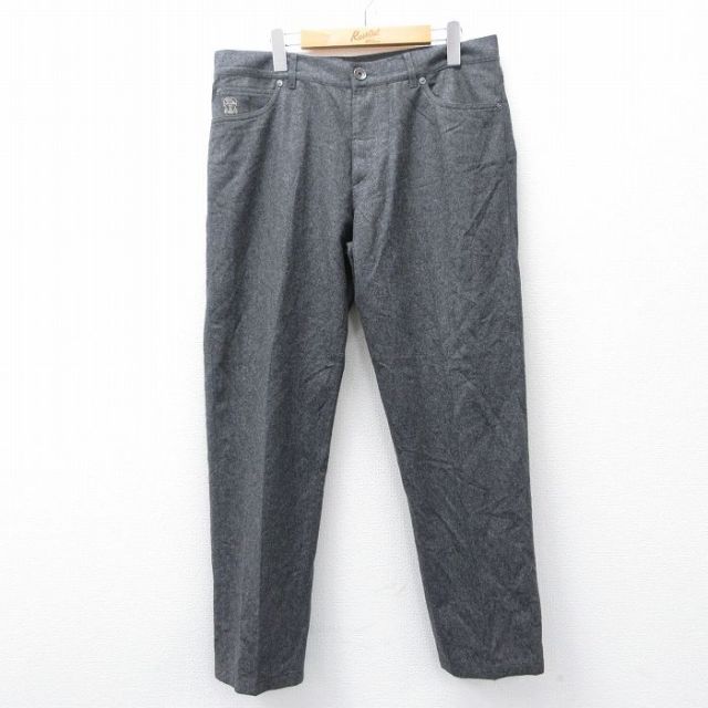 W35★古着 パンツ メンズ ウール イタリア製 グレー 25oct16 中古 ボトムス ロング