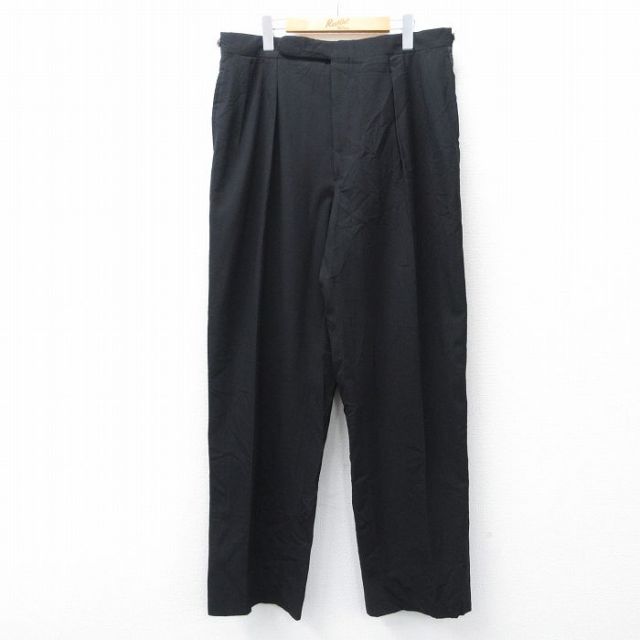 W35★古着 スラックス パンツ メンズ 80年代 80s タロン 黒 ブラック 25oct16 中古 ボトムス ロング