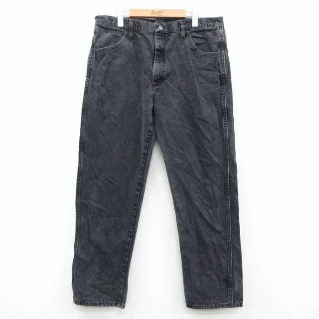 W37★古着 ラスラー ジーンズ メンズ コットン 黒 ブラック デニム 25oct17 中古 ボトムス ジーパン Gパン ロング パンツ