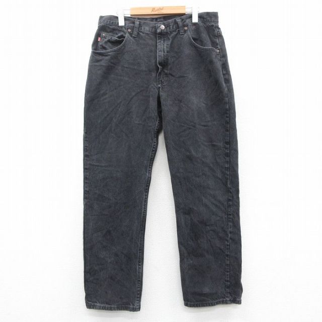 【20%OFF】W35★古着 レッドキャップ ジーンズ メンズ コットン 黒 ブラック 25oct17 中古 ボトムス ジーパン Gパン ロング パンツ
