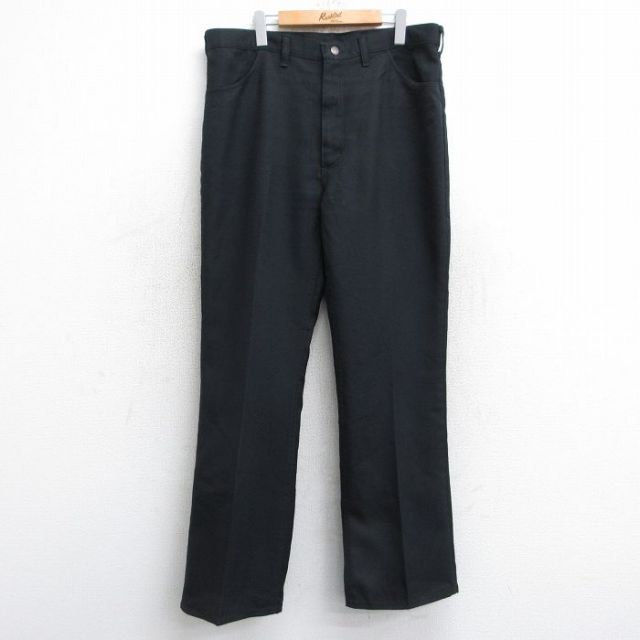 W35★古着 ラングラー Wrangler ランチャー パンツ メンズ 80年代 80s USA製 タロン 黒 ブラック 【spe】 25oct18 中古 ボトムス ロング
