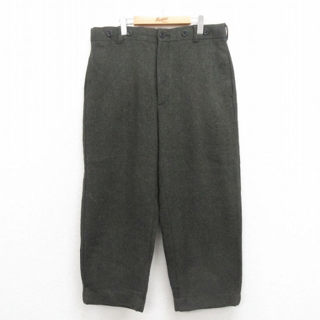 W37★古着 ウールリッチ WOOLRICH パンツ メンズ ウール 濃緑 グリーン 25oct18 中古 ボトムス ロング