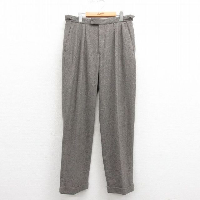 W34★古着 ラルフローレン Ralph Lauren ブランド スラックス パンツ メンズ 90年代 90s ウール タロン グレー 25oct18 中古 ボトムス ロング