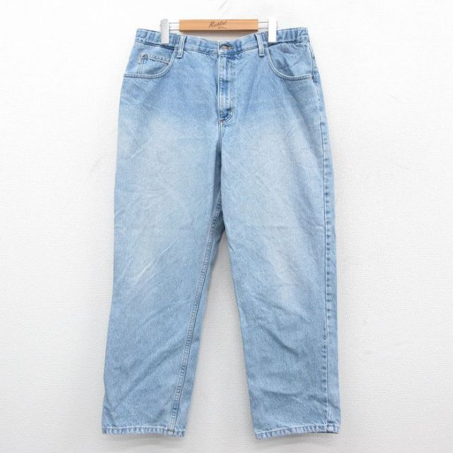 W36★古着 エルエルビーン LLBEAN ジーンズ メンズ 00年代 00s ヒゲ コットン 薄紺 ネイビー デニム 25oct22 中古 ボトムス ジーパン Gパン ロング パンツ