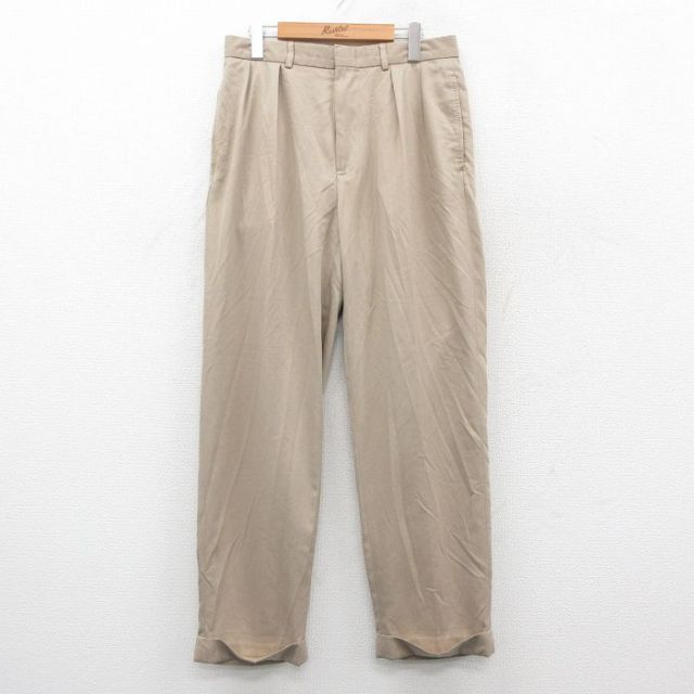 W32★古着 ラルフローレン Ralph Lauren ブランド スラックス パンツ メンズ 90年代 90s ベージュ カーキ 25oct22 中古 ボトムス ロング