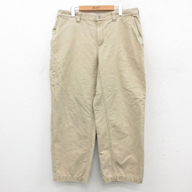 【20%OFF】W35★古着 コロンビア COLUMBIA パンツ メンズ コットン ベージュ カーキ 25oct23 中古 ボトムス ロング