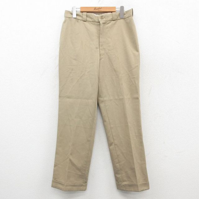 W29★古着 パンツ メンズ 80年代 80s ベージュ カーキ 25oct23 中古 ボトムス ロング