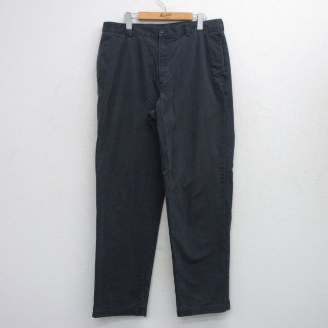 W36★古着 エルエルビーン LLBEAN パンツ メンズ 00年代 00s コットン 濃紺 ネイビー 内側フランネル 25oct24 中古 ボトムス ロング