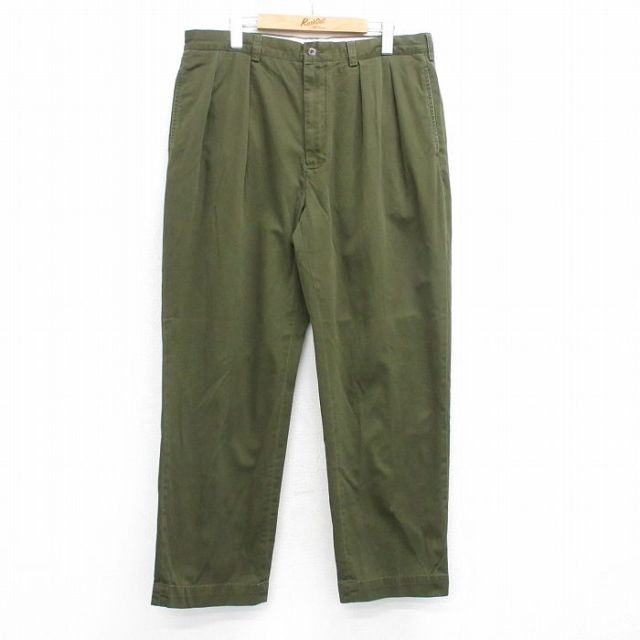 W36★古着 ラルフローレン Ralph Lauren ブランド チノ パンツ チノパン メンズ 90年代 90s ANDREW コットン 濃緑 グリーン 【spe】 25oct24 中古 ボトムス ロング