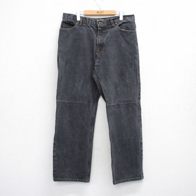 【20%OFF】W35★古着 ジーンズ メンズ ダブルニー 黒 ブラック デニム 【spe】 25oct24 中古 ボトムス ジーパン Gパン ロング パンツ
