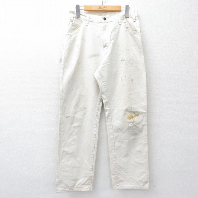 W32★古着 ディッキーズ Dickies ペインター パンツ メンズ シャーウィンウィリアムズ コットン 白 ホワイト 25oct27 中古 ボトムス ロング