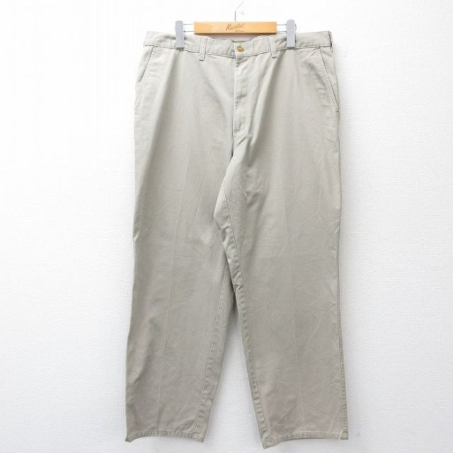 【20%OFF】W38★古着 パンツ メンズ コットン 薄ベージュ カーキ 25oct27 中古 ボトムス ロング