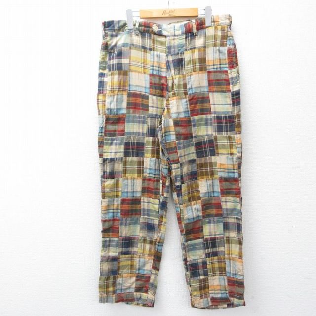 W36★古着 パンツ メンズ パッチワーク コットン ベージュ系他 カーキ 【spe】 25oct27 中古 ボトムス ロング