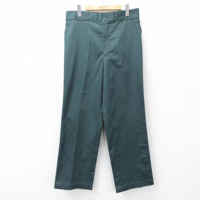 W32★古着 ワーク パンツ メンズ 80年代 80s USA製 緑 グリーン 25oct27 中古 ボトムス ロング