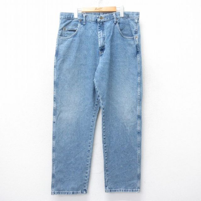 【20%OFF】W38★古着 ラングラー Wrangler ジーンズ メンズ 紺 ネイビー デニム 25oct27 中古 ボトムス ジーパン Gパン ロング パンツ