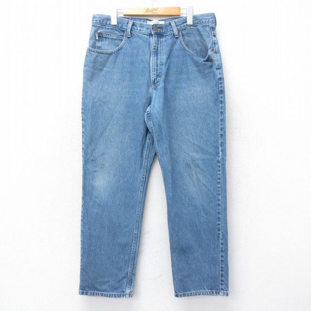 W36★古着 エルエルビーン LLBEAN ジーンズ メンズ ヒゲ コットン 紺 ネイビー デニム 25oct27 中古 ボトムス ジーパン Gパン ロング パンツ