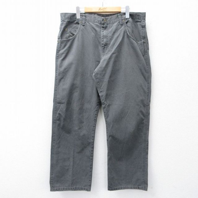 W37★古着 ラングラー Wrangler パンツ メンズ コットン 濃グレー系 25oct27 中古 ボトムス ロング