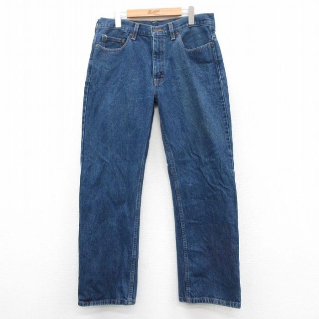 W34★古着 FADED GLORY ジーンズ メンズ コットン 紺 ネイビー デニム 25oct29 中古 ボトムス ジーパン Gパン ロング パンツ