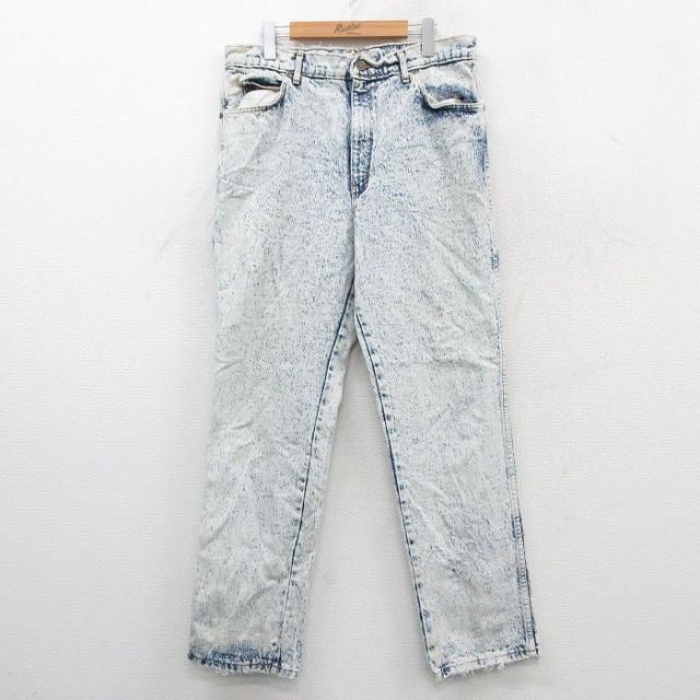 【50%OFF】h.i.s 90s ジーンズ ケミカルウォッシュ ネイビー W34 | 古着