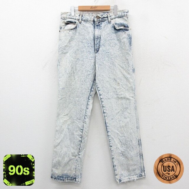 【50%OFF】h.i.s 90s ジーンズ ケミカルウォッシュ ネイビー W34 | 古着