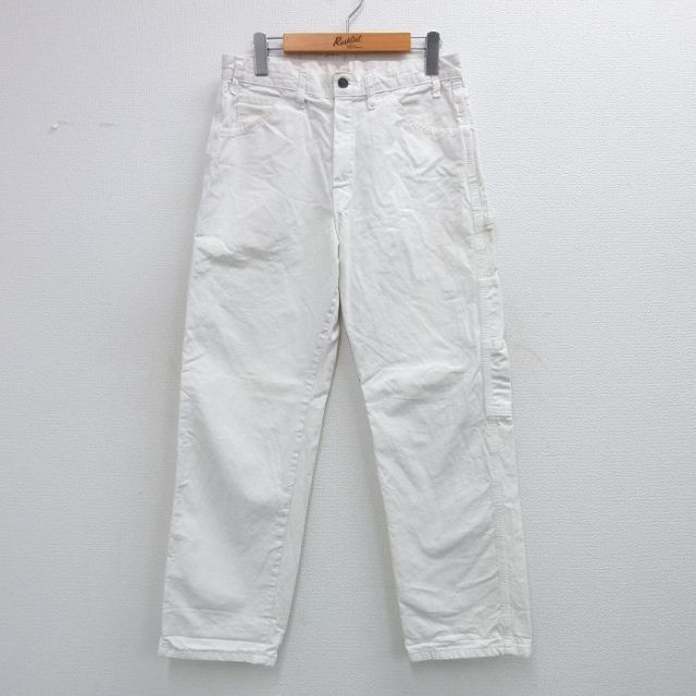 W29★古着 ディッキーズ Dickies ペインター パンツ メンズ ダブルニー コットン 白 ホワイト 25oct30 中古 ボトムス ロング