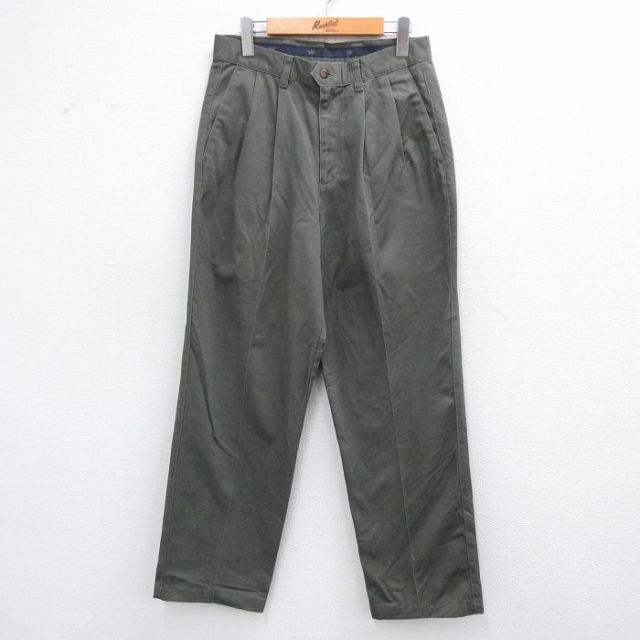W28★古着 ドッカーズ パンツ メンズ コットン 濃緑系 グリーン 25oct30 中古 ボトムス ロング