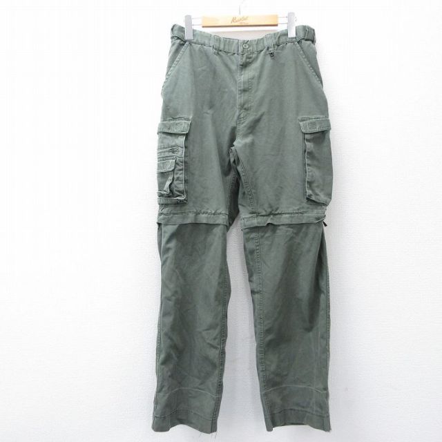W32★古着 ボーイスカウト カーゴ デタッチャブル パンツ メンズ 緑 グリーン 25oct30 中古 ボトムス ロング
