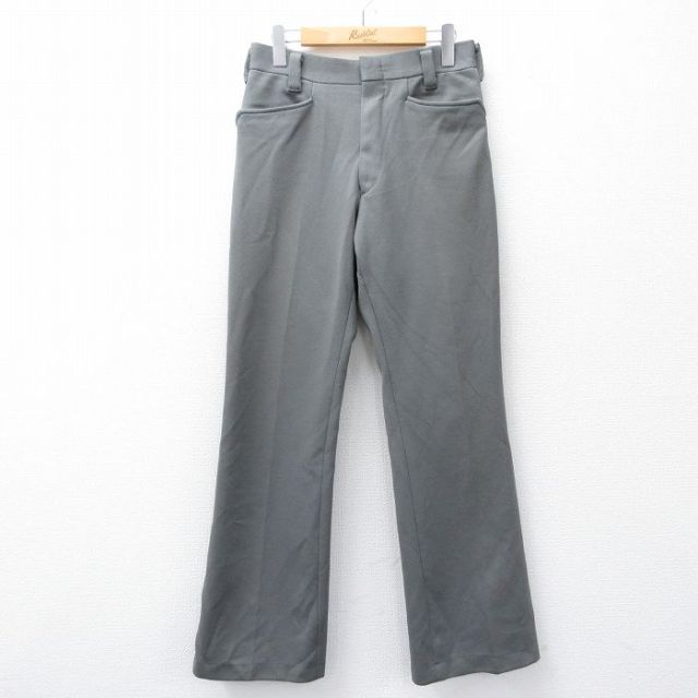 【20%OFF】W28★古着 パンツ メンズ 80年代 80s フレア ブーツカット タロン グレー 25oct30 中古 ボトムス ロング