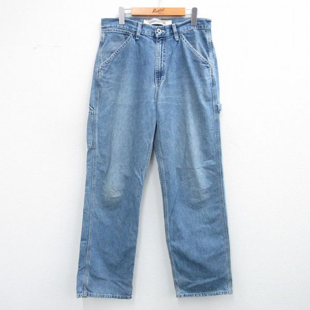 W33★古着 ギャップ GAP ペインター パンツ メンズ 90年代 90s ヒゲ コットン USA製 紺 ネイビー デニム 【spe】 25oct31 中古 ボトムス ロング