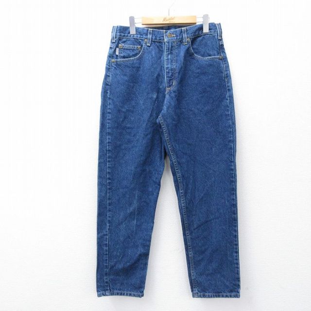 【20%OFF】W33★古着 カーハート Carhartt ジーンズ メンズ 00年代 00s テーパード コットン 紺 ネイビー デニム 【spe】 25oct31 中古 ボトムス ジーパン Gパン ロング パンツ