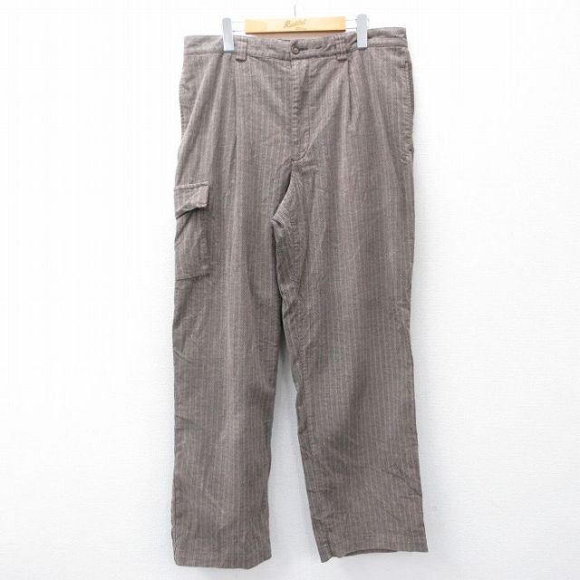 W36★古着 トミーヒルフィガー TOMMY HILFIGER ブランド パンツ メンズ ヘリンボーン 茶他 ブラウン 25oct31 中古 ボトムス ロング