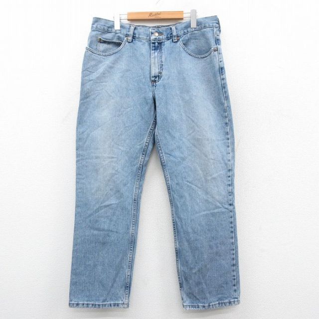 W36★古着 リー Lee ジーンズ メンズ コットン 紺 ネイビー デニム 25oct31 中古 ボトムス ジーパン Gパン ロング パンツ