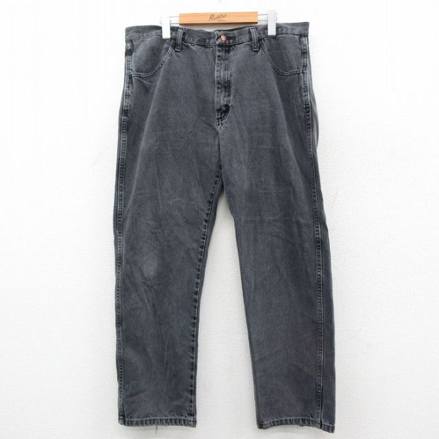 W38★古着 ラスラー ジーンズ メンズ コットン 黒 ブラック デニム 25oct31 中古 ボトムス ジーパン Gパン ロング パンツ