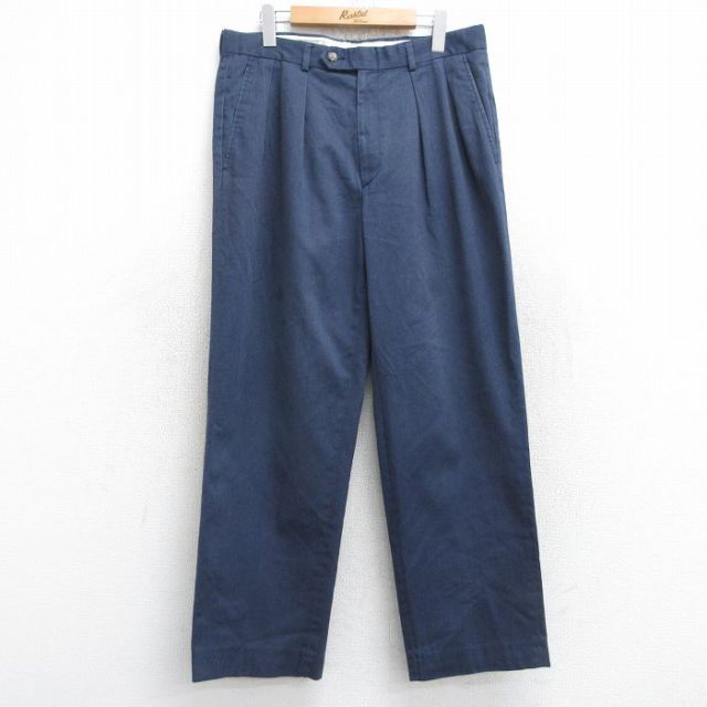 W33★古着 エルエルビーン LLBEAN パンツ メンズ 90年代 90s 紺 ネイビー 25oct31 中古 ボトムス ロング