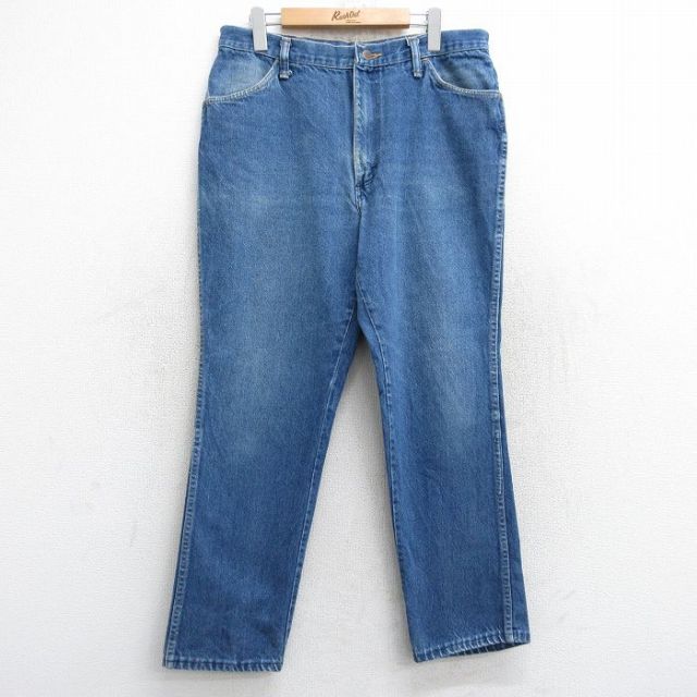 W33★古着 ラスラー ジーンズ メンズ 80年代 80s ヒゲ USA製 タロン 紺 ネイビー デニム 【spe】 25nov01 中古 ボトムス ジーパン Gパン ロング パンツ