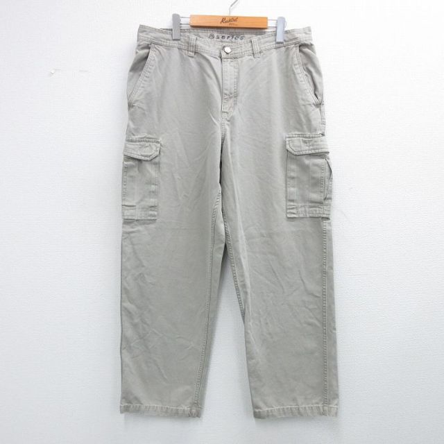 W36★古着 ノースフェイス THE NORTH FACE カーゴ パンツ メンズ ダック地 コットン 薄ベージュ カーキ 25nov04 中古 ボトムス ロング